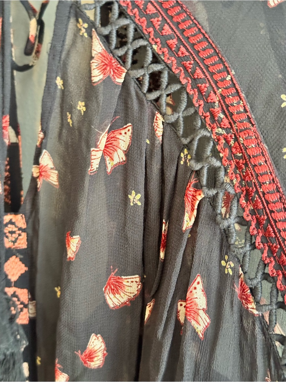 Free People Viceroy Embroidered Sheer Maxi Dress large boho festival - Picture 6 of 11